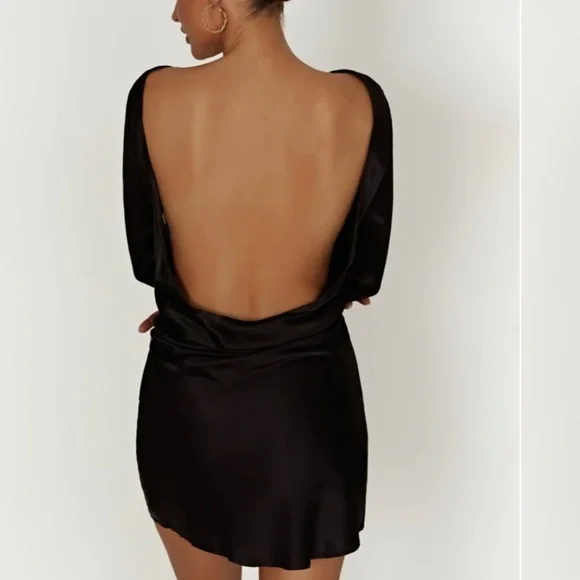 Meshki Davina Satin Long Sleeve Mini Dress - Picture 4 of 6